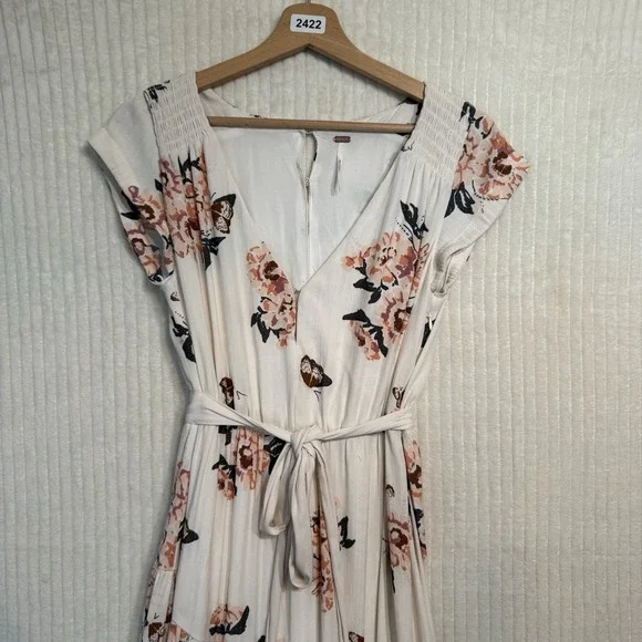 Free People All I Got Floral Maxi Dress in Ivory & Pink Size 2 Boho - Picture 11 of 15
